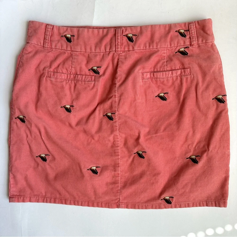J. Crew Vintage Corduroy Coral Skirt with Duck Embroidery Size 10